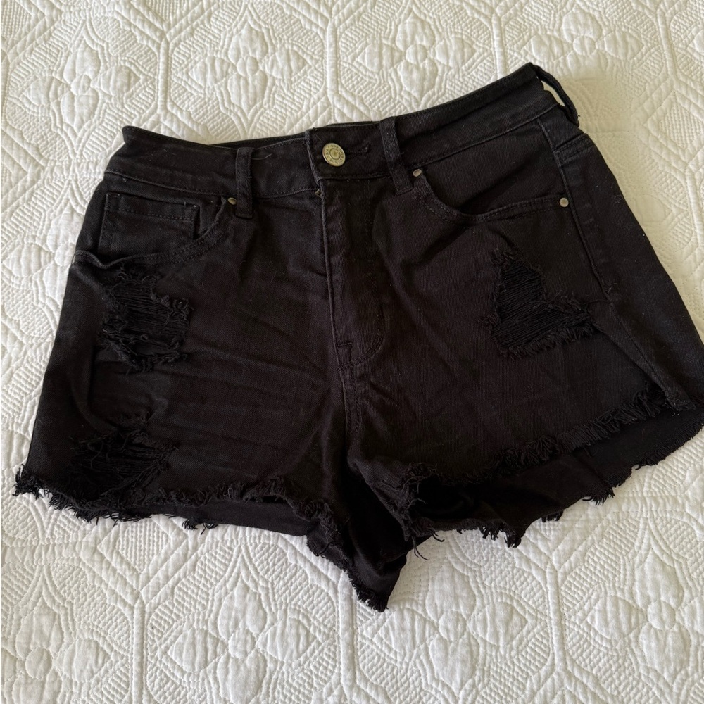 PacSun Black Ripped Jean Shorts